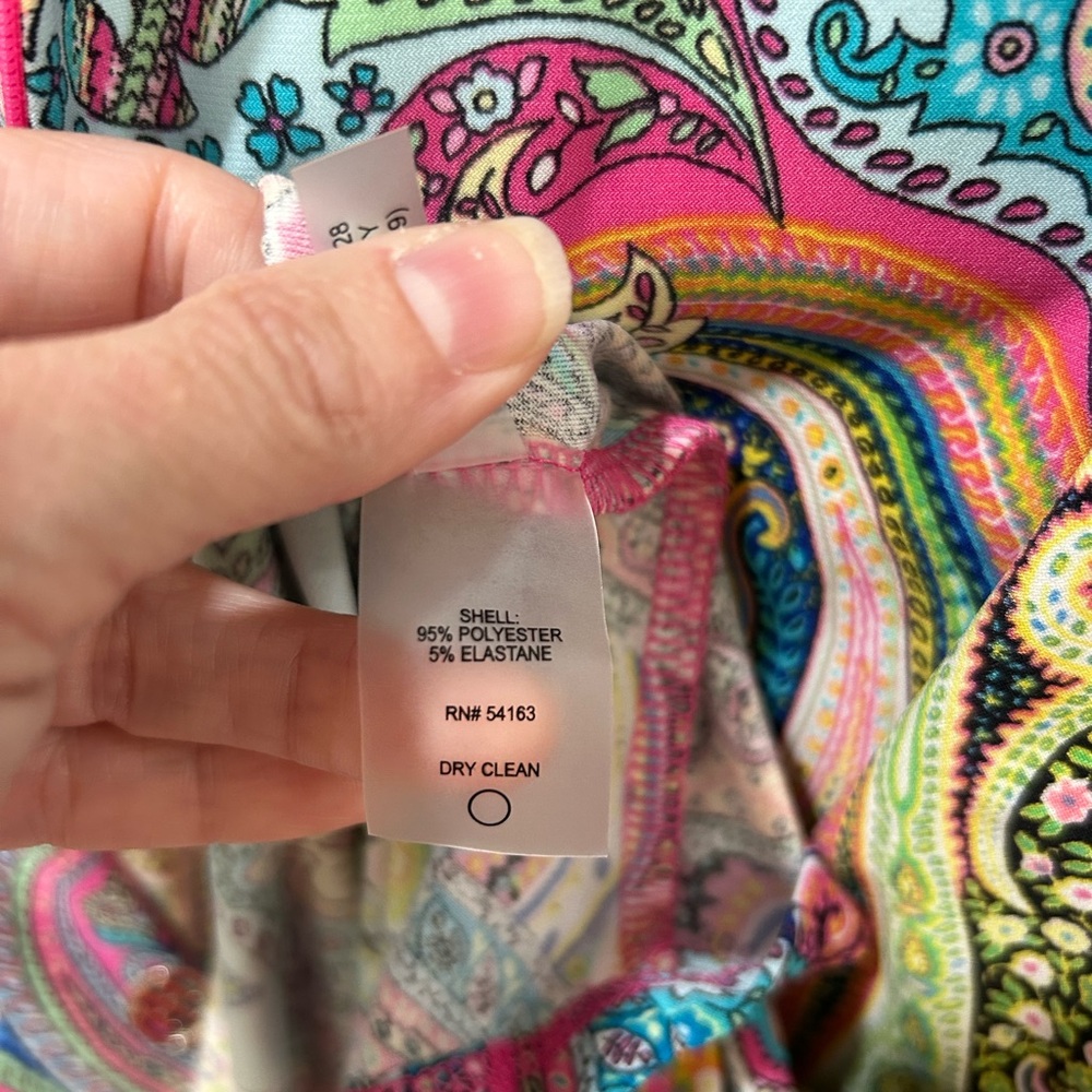 Tommy Hilfiger Multicolor Paisley 3/4 Sleeve Sheath Knee Length Dress Size 10 - Picture 7 of 8